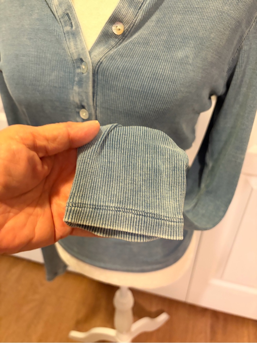 Good American Fluid Denim Henley Top - Picture 8 of 9